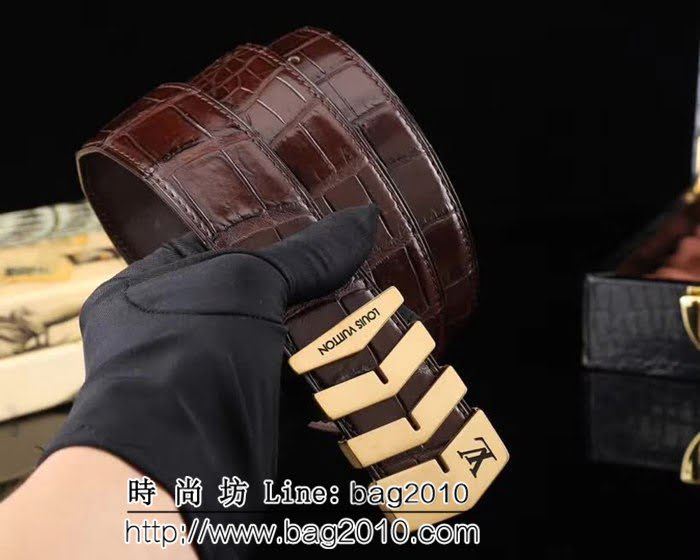 路易威登LV Louis Vuitton進口鱷魚皮 鋼材質五金件 高端男士皮帶 LHG1176